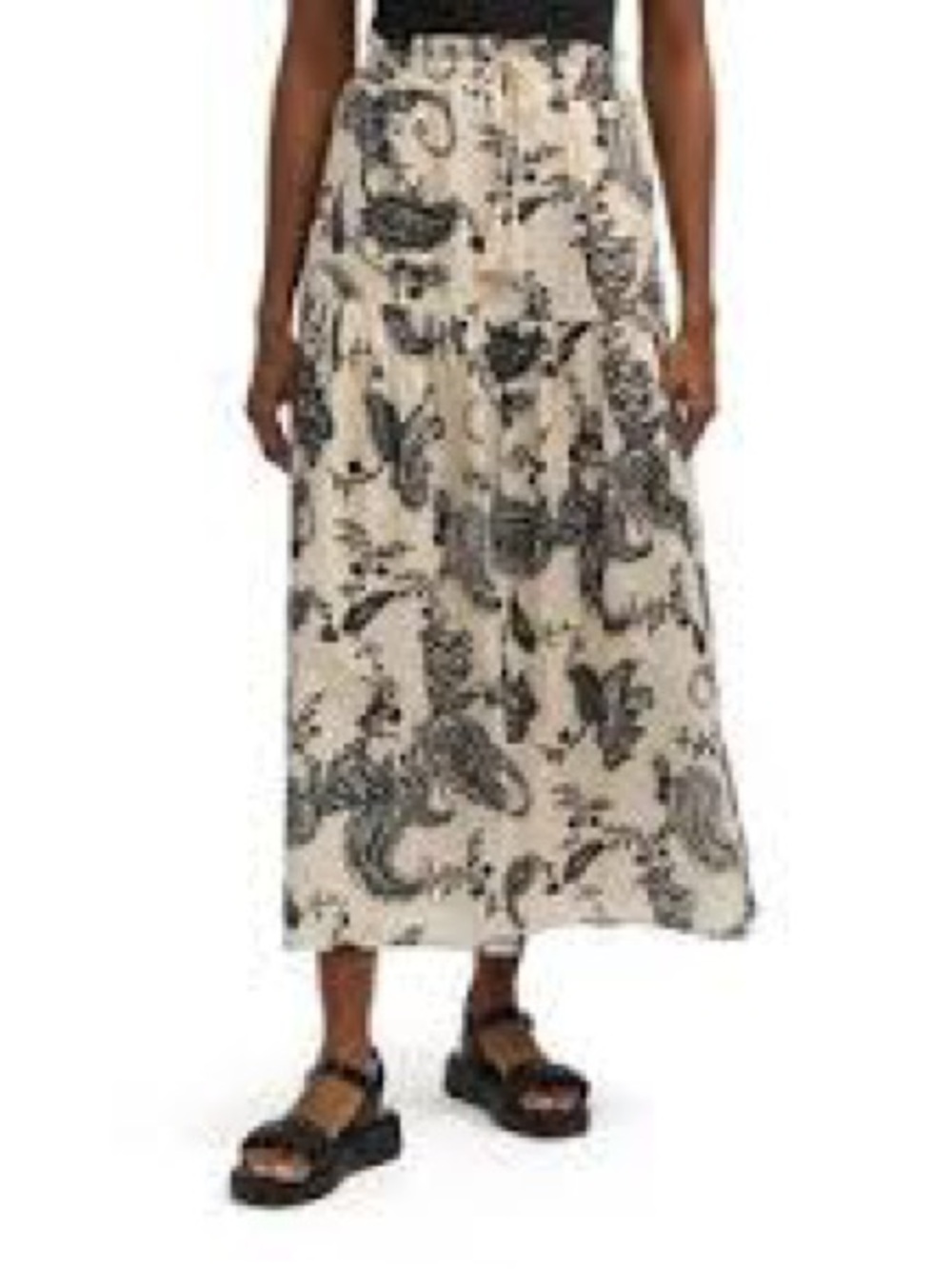Mexx Cream Maxi Skirt with Black Paisley Print